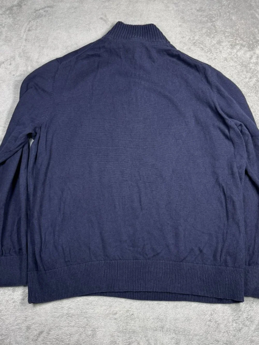 Eddie Bauer Cotton Cashmere Navy Quarter Zip Sweater Mens XL Preppy Quiet Luxury